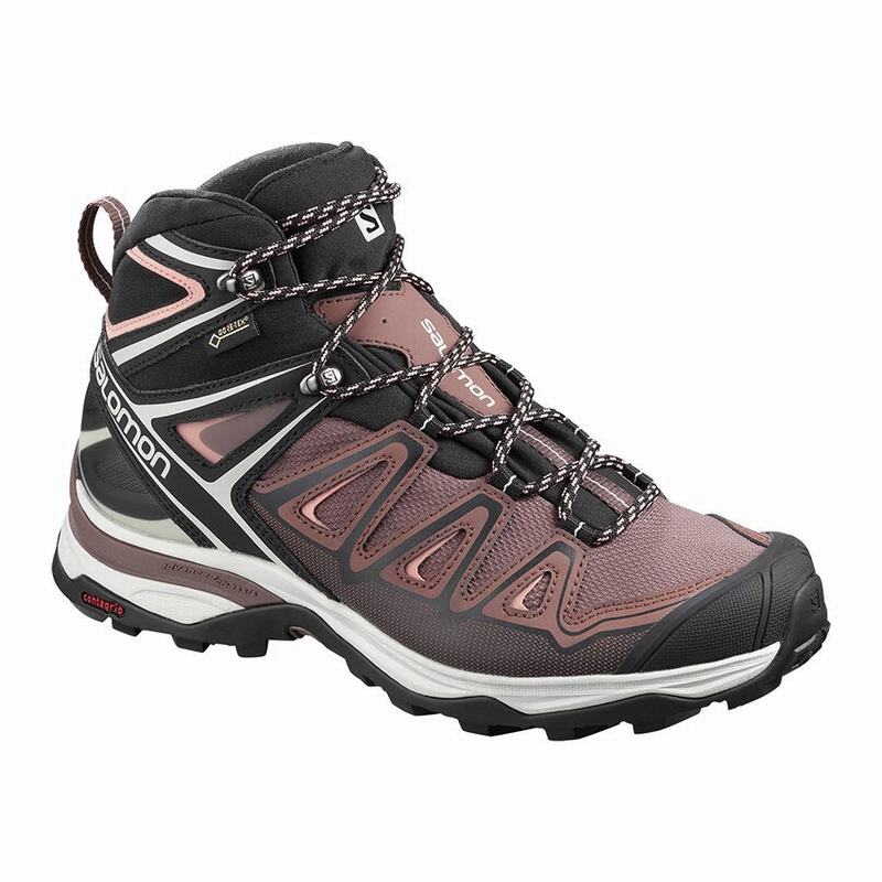 Salomon Israel X ULTRA 3 MID GORE-TEX - Womens Hiking Boots - Black/Coral (XDLG-43615)